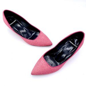 PIERRE HARDY Pink Horse Hair Wedge Heels Size 38.5 US 8 NWOT Designer Italy